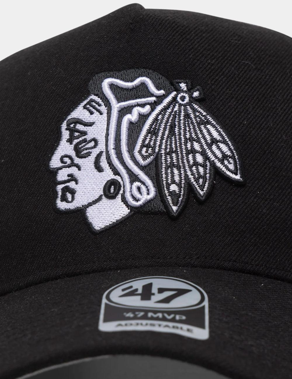 47 Brand Caps Chicago Blackhawks '47 NHL Black White MVP DT Snapback Hat - Black