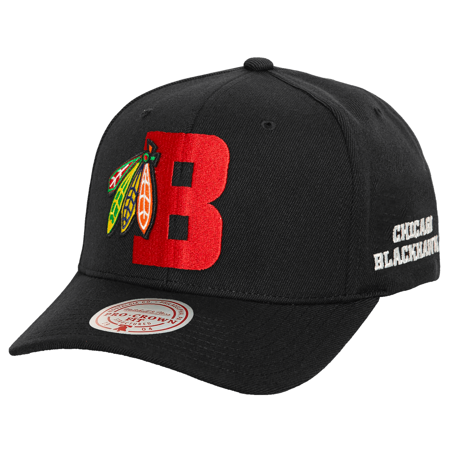 Mitchell And Ness Caps Chicago Blackhawks Mitchell & Ness NHL Icon Pro Crown Snapback Hat - Black