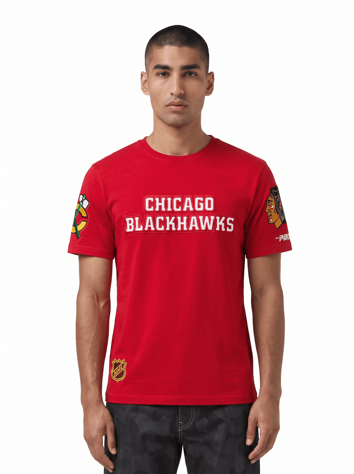 Pro Standard T-Shirts Chicago Blackhawks Pro Standard NHL Classic Chenille Flex T-Shirt - Red
