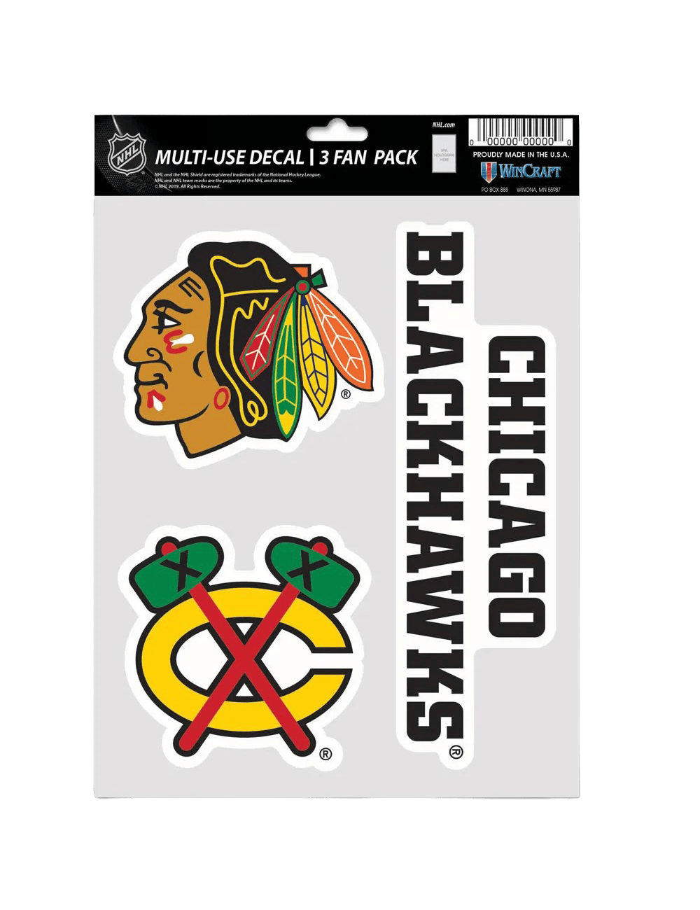 Wincraft Accessories Chicago Blackhawks Wincraft NHL Team 3 Piece 5” x 7” Decal Set