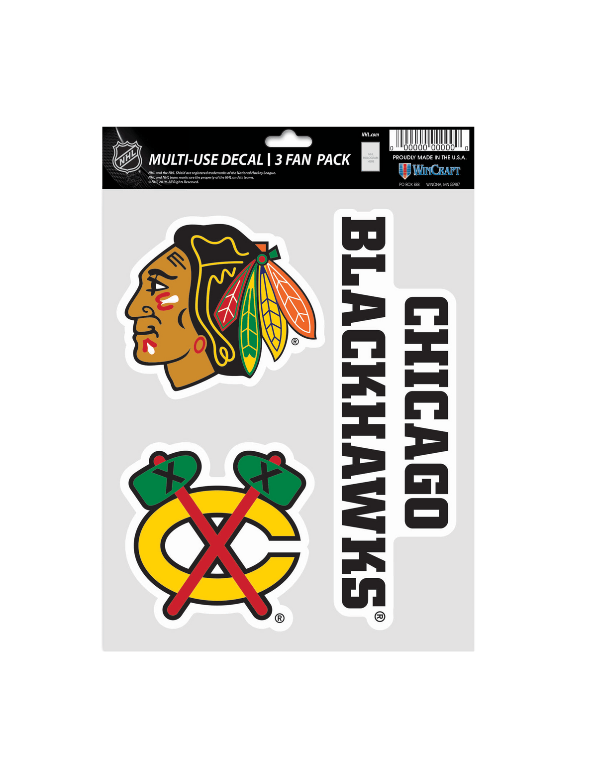 Wincraft Accessories Chicago Blackhawks Wincraft NHL Team 3 Piece 5” x 7” Decal Set