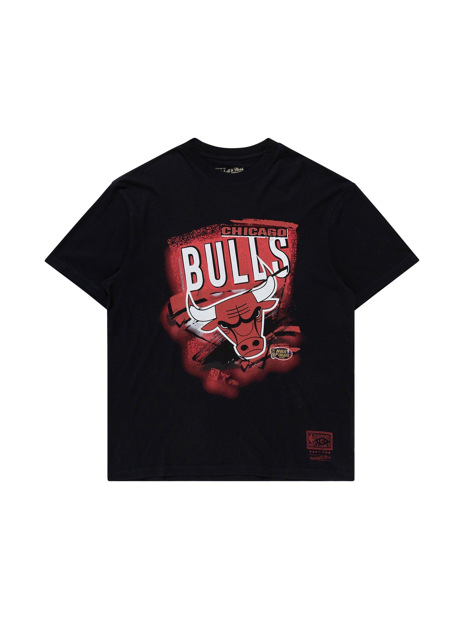 Mitchell And Ness T-Shirts Chicago Bulls Mitchell & Ness NBA Abstract Vintage T-Shirt - Faded Black