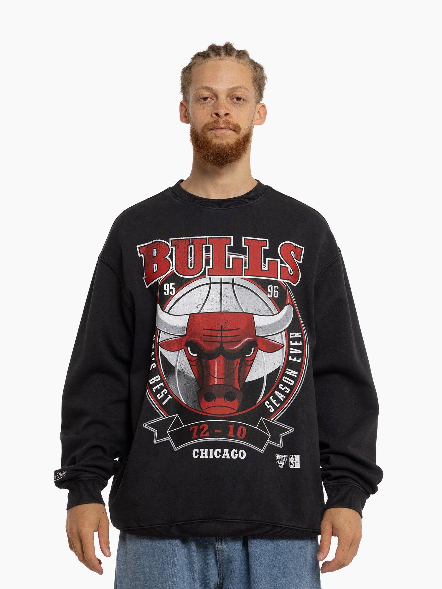 Mitchell And Ness Jumpers Chicago Bulls Mitchell & Ness NBA Best Ever Vintage Crew Jumper - Faded Black
