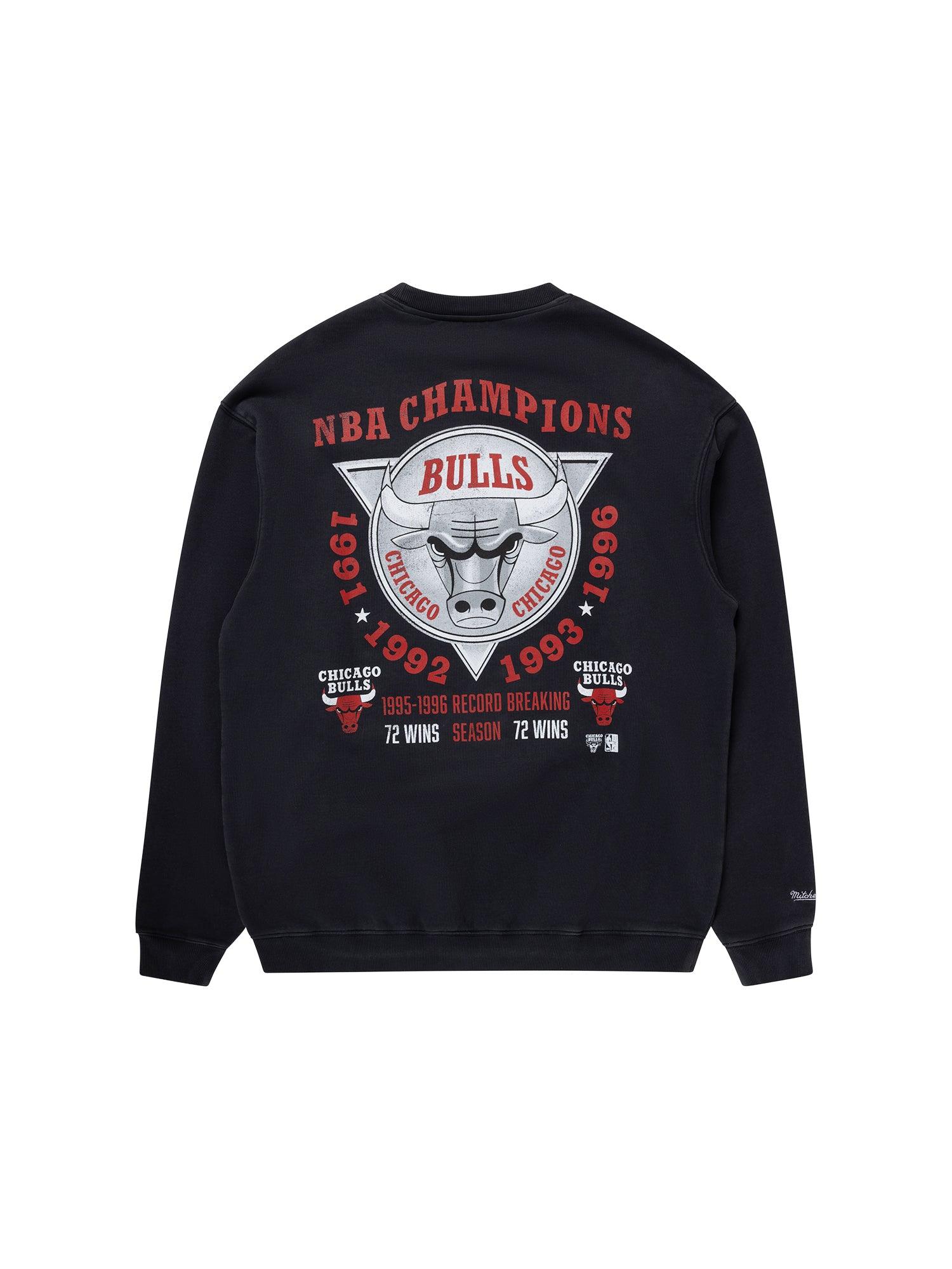 Mitchell And Ness Jumpers Chicago Bulls Mitchell & Ness NBA Best Ever Vintage Crew Jumper - Faded Black