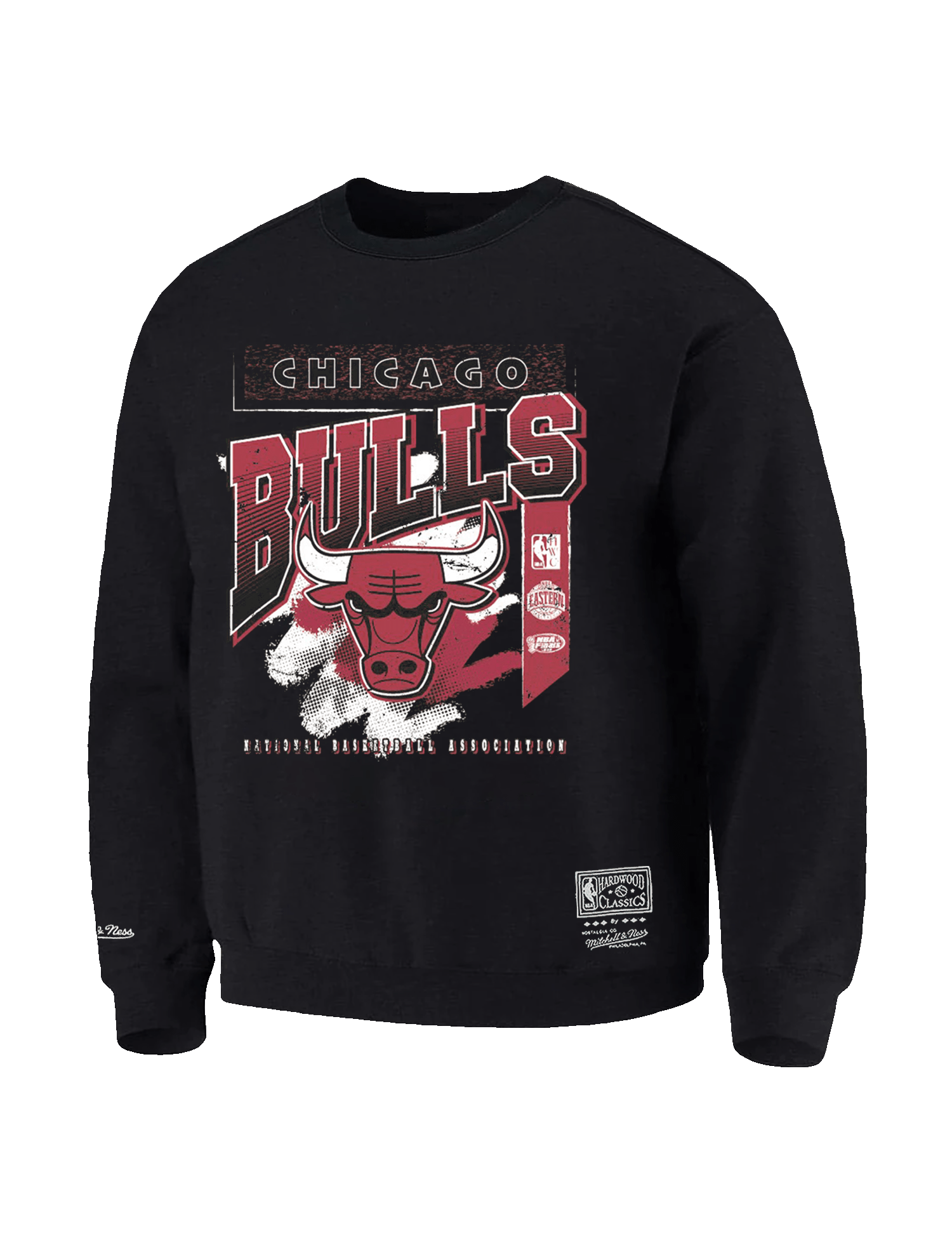 Mitchell And Ness Jumpers Chicago Bulls Mitchell & Ness NBA Brush Off 2.0 Vintage Crew Jumper - Faded Black