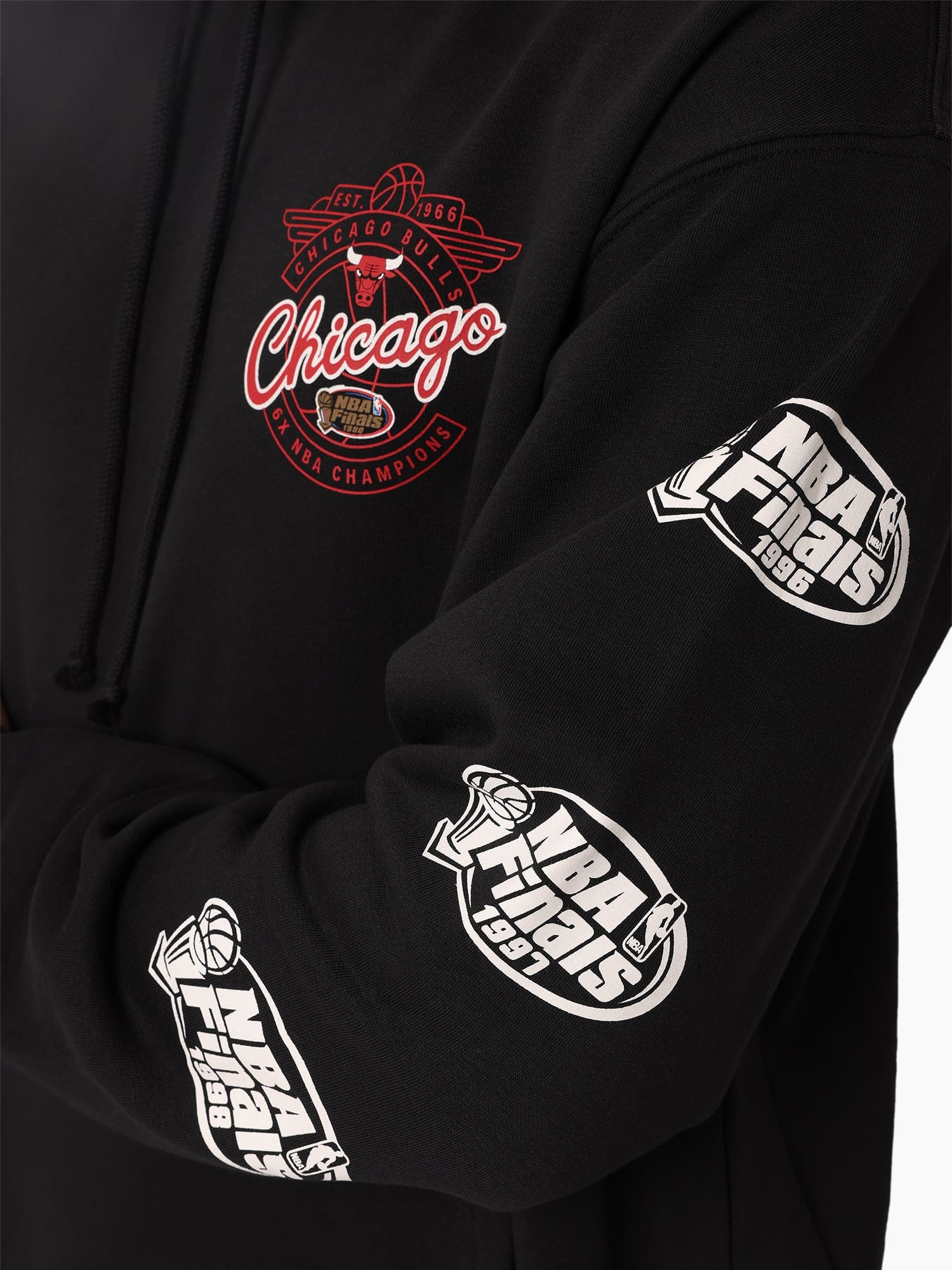 Mitchell And Ness Jumpers Chicago Bulls Mitchell & Ness NBA Champs History Vintage Hoodie Jumper - Black