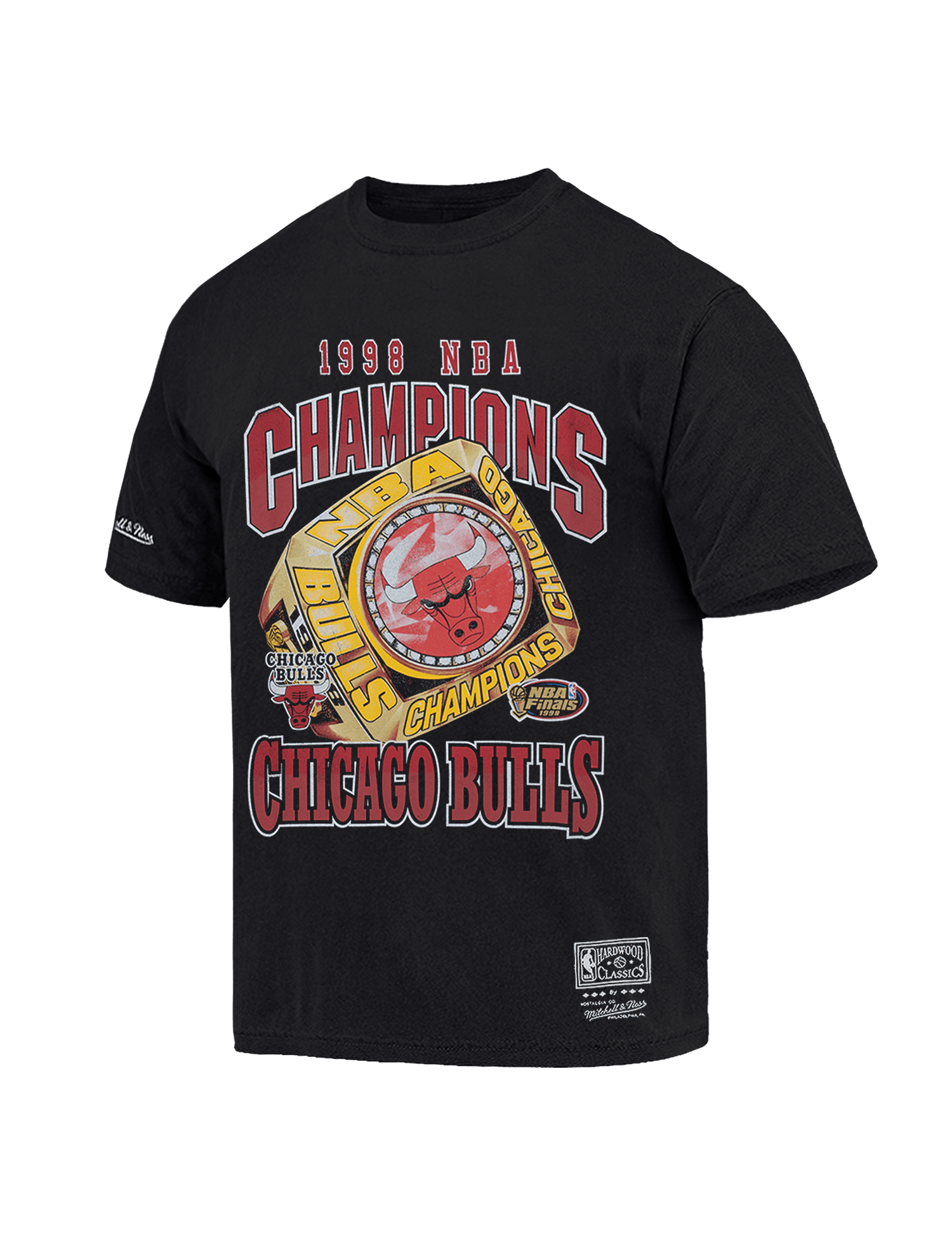 Mitchell And Ness T-Shirts Chicago Bulls Mitchell & Ness NBA Champs History Vintage T-Shirt - Faded Black