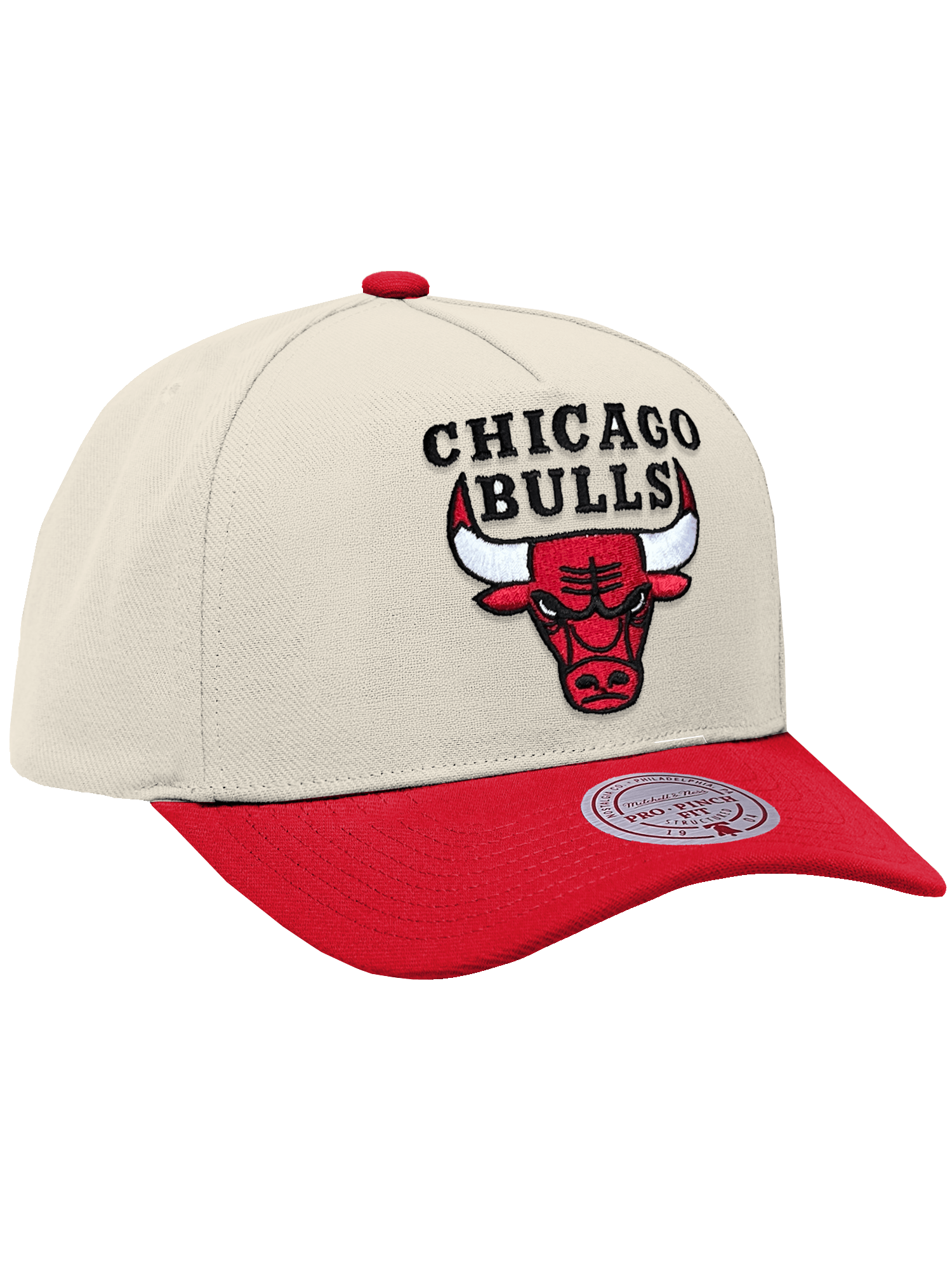 Mitchell And Ness Caps Chicago Bulls Mitchell & Ness NBA HWC 2T Pro Pinch Snapback Hat - Cream