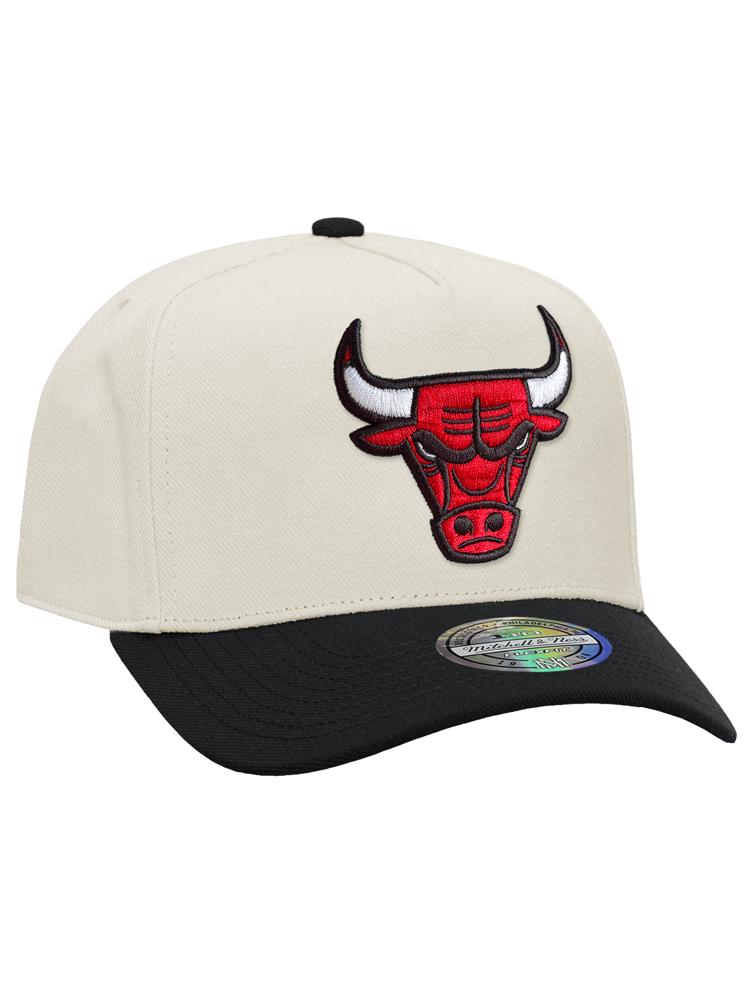 Mitchell And Ness Caps Chicago Bulls Mitchell & Ness NBA Team Flex-Snap Snapback Hat - Off White