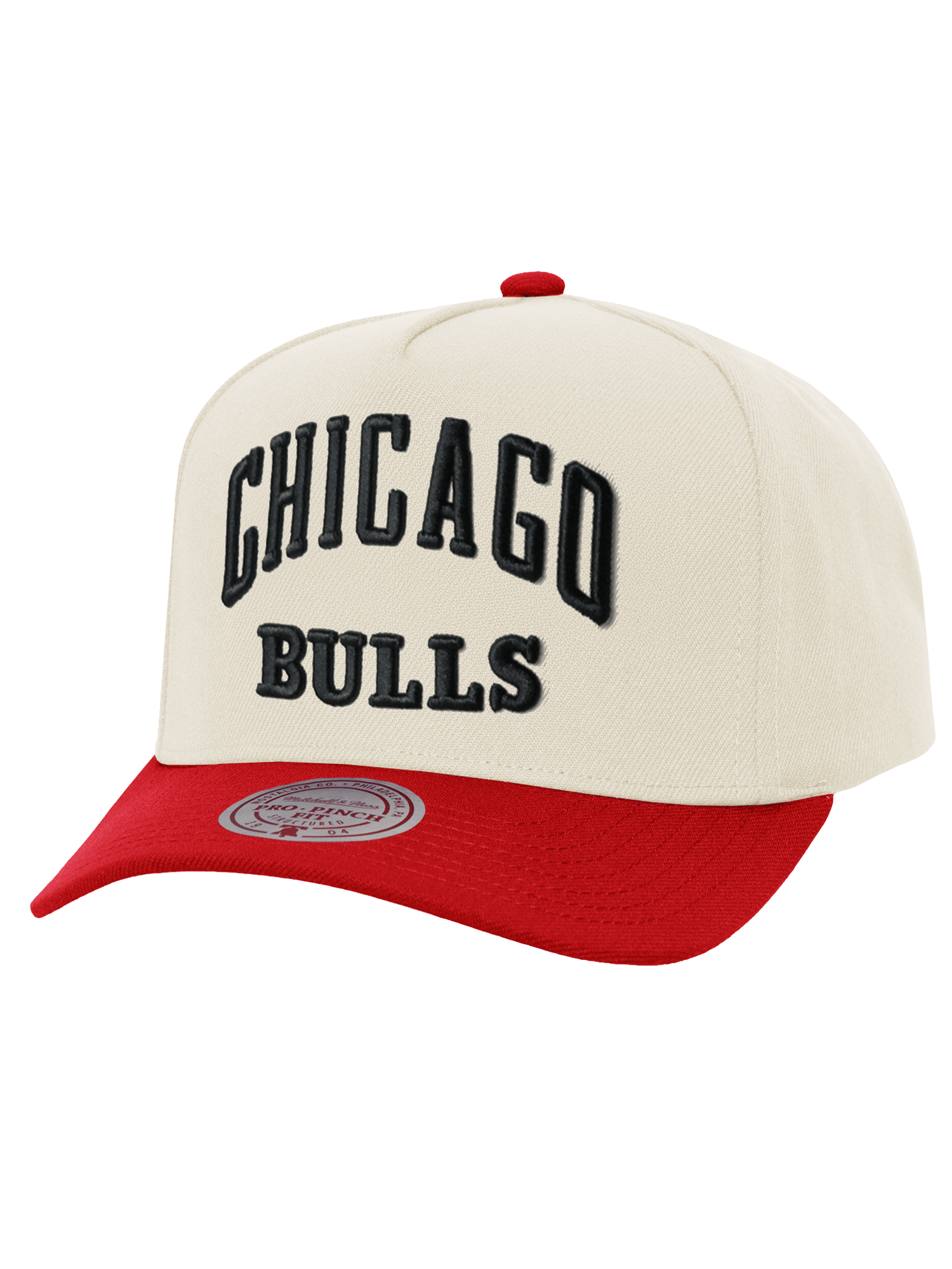 Mitchell And Ness Caps Chicago Bulls Mitchell & Ness NBA Tri Logo Pro Pinch Snapback Hat - Off White