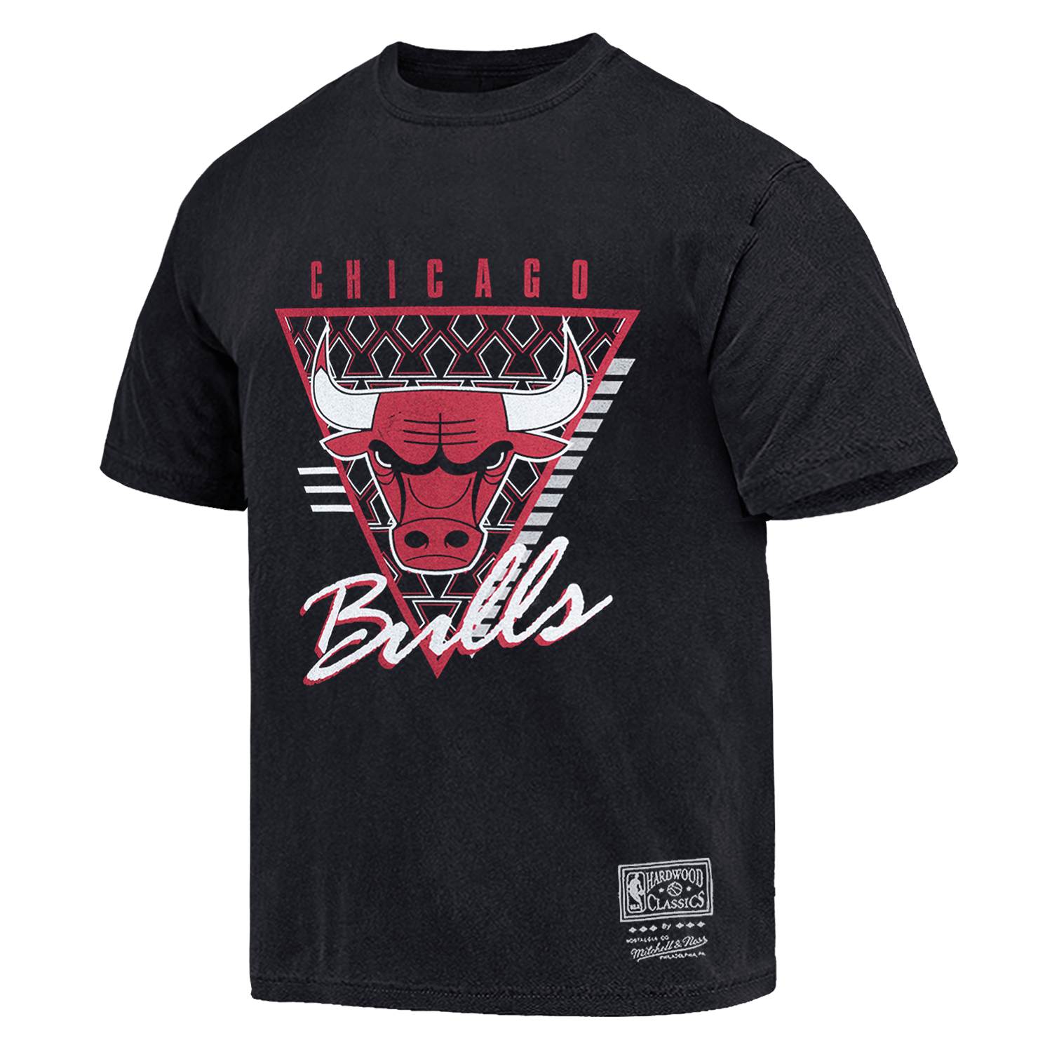Mitchell And Ness T-Shirts Chicago Bulls Mitchell & Ness NBA Tri Logo Vintage T-Shirt - Faded Black