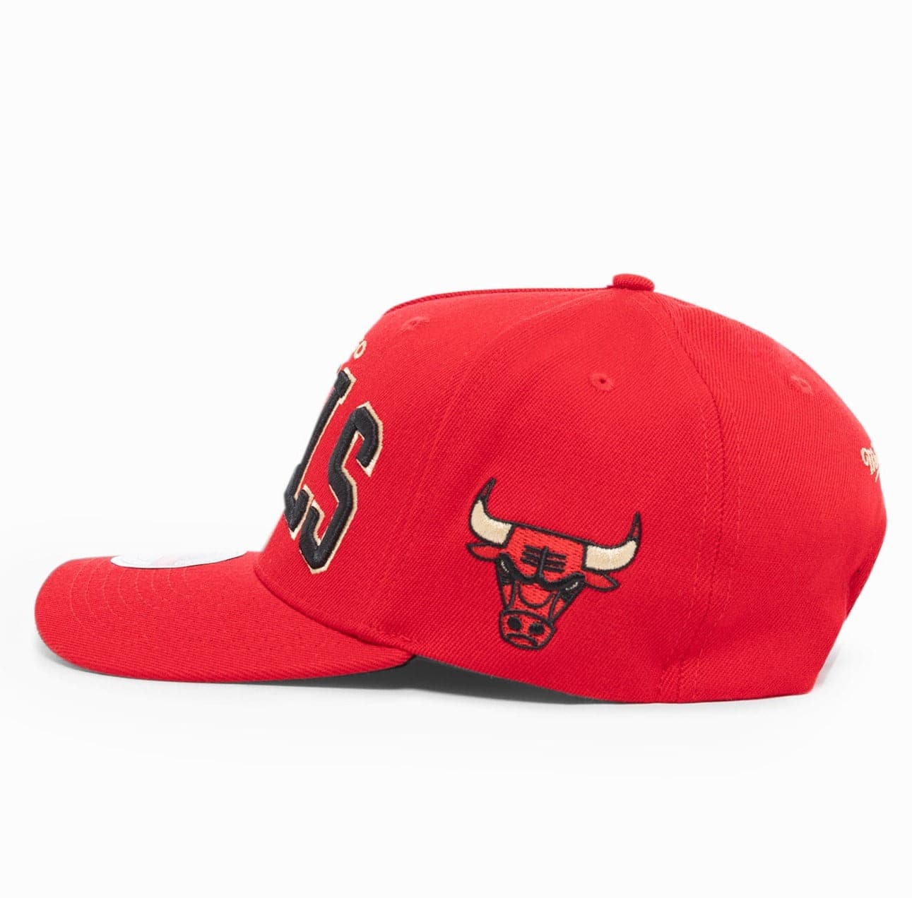 Mitchell And Ness Caps Chicago Bulls Mitchell & Ness NBA Wordmark Pro Crown Snapback Hat - Red