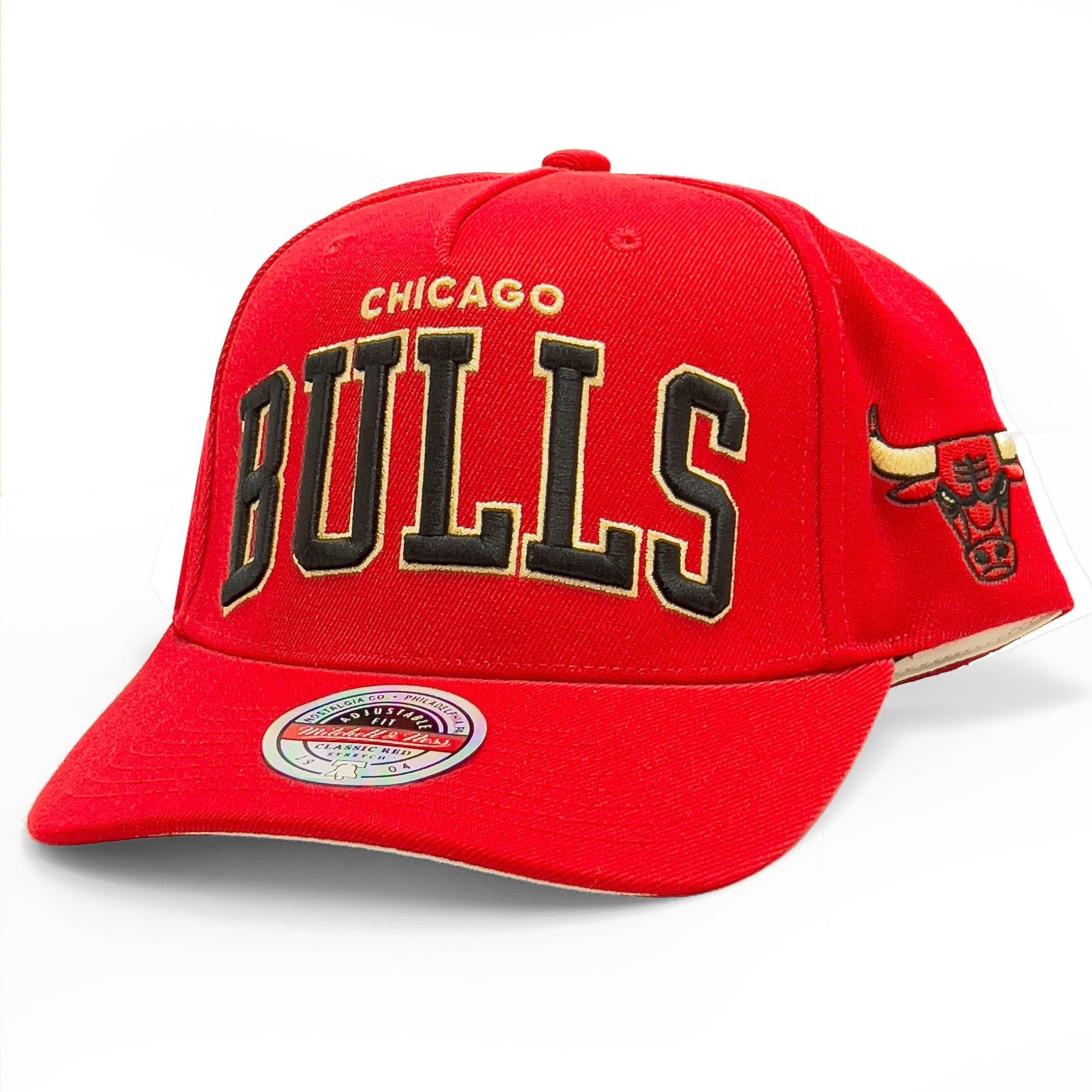 Mitchell And Ness Caps Chicago Bulls Mitchell & Ness NBA Wordmark Pro Crown Snapback Hat - Red