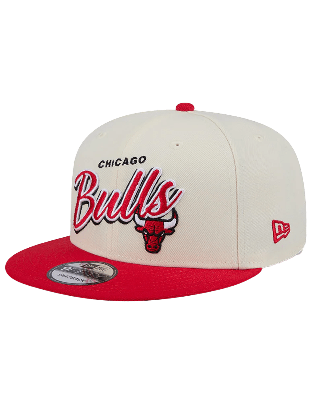 New Era Caps Chicago Bulls New Era NBA 2 Tone Script 9FIFTY Snapback Hat - Chrome White