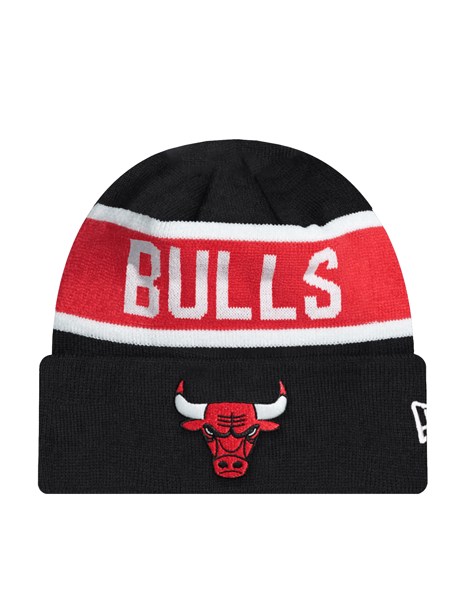 New Era Beanies Chicago Bulls New Era NBA Spell Out Pomless Knit Beanie - Black