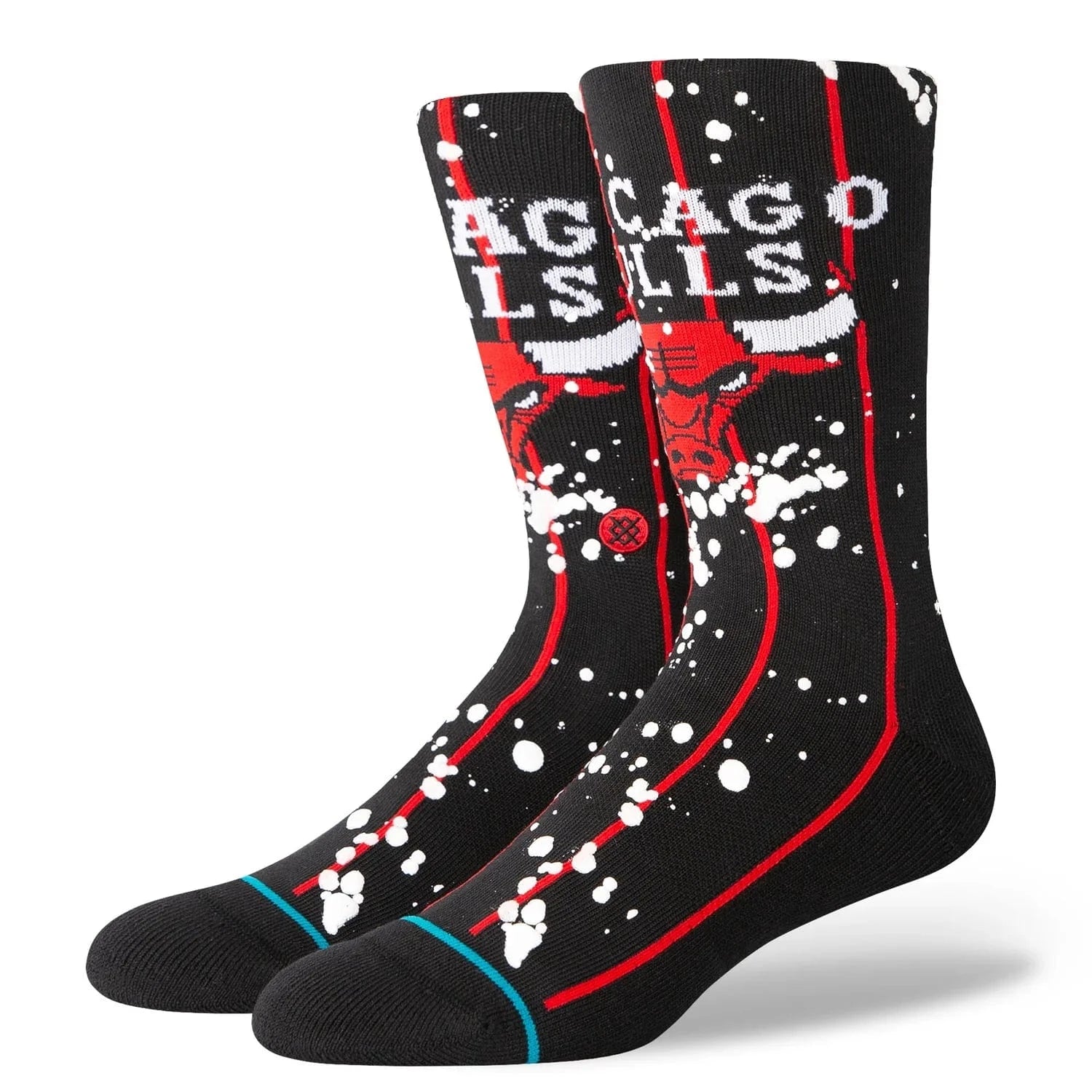 Stance Socks Large (9-12 US) Chicago Bulls Stance NBA Overspray Crew Socks