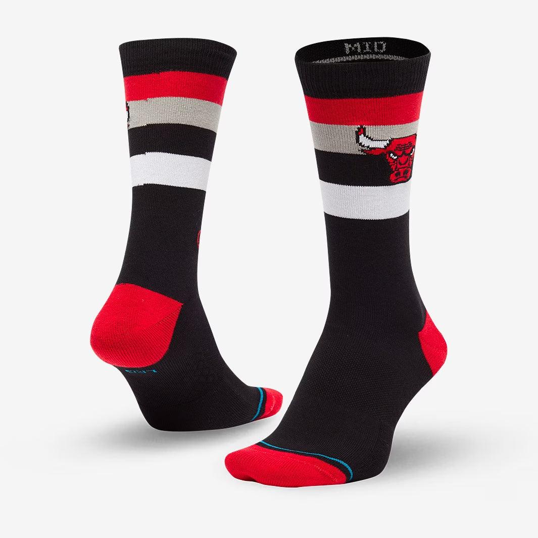 Stance Socks Large (9-12 US) Chicago Bulls Stance NBA Stripe Crew Socks - Black