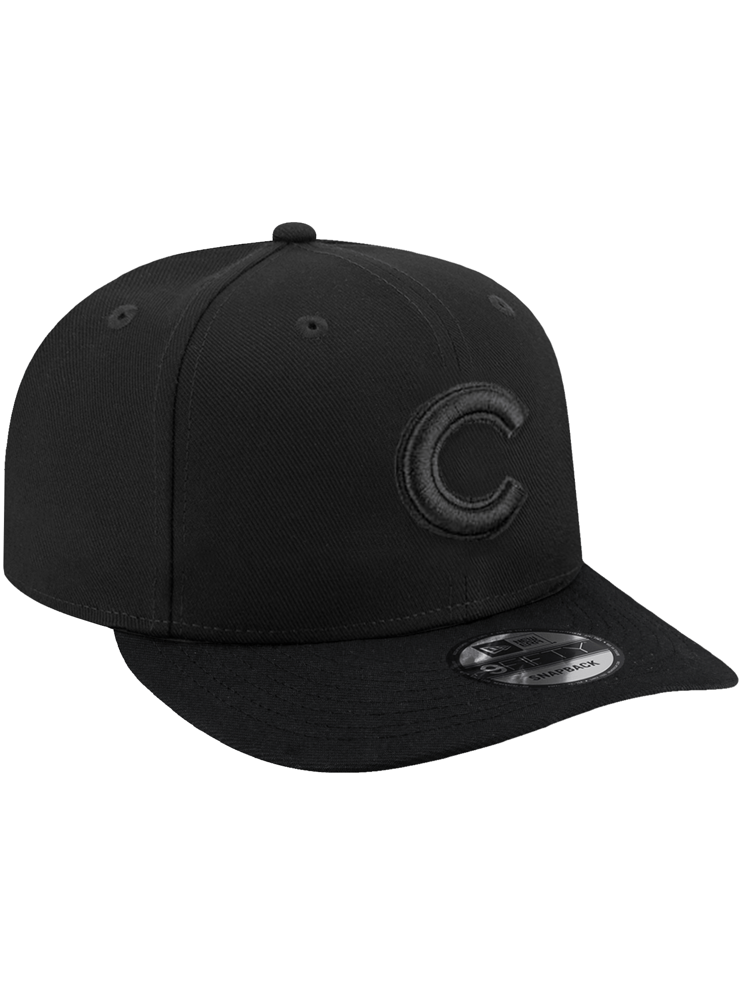 New Era Caps OSFA Chicago Cubs New Era MLB Black On Black 9FIFTY Pre-Curved Snapback Hat