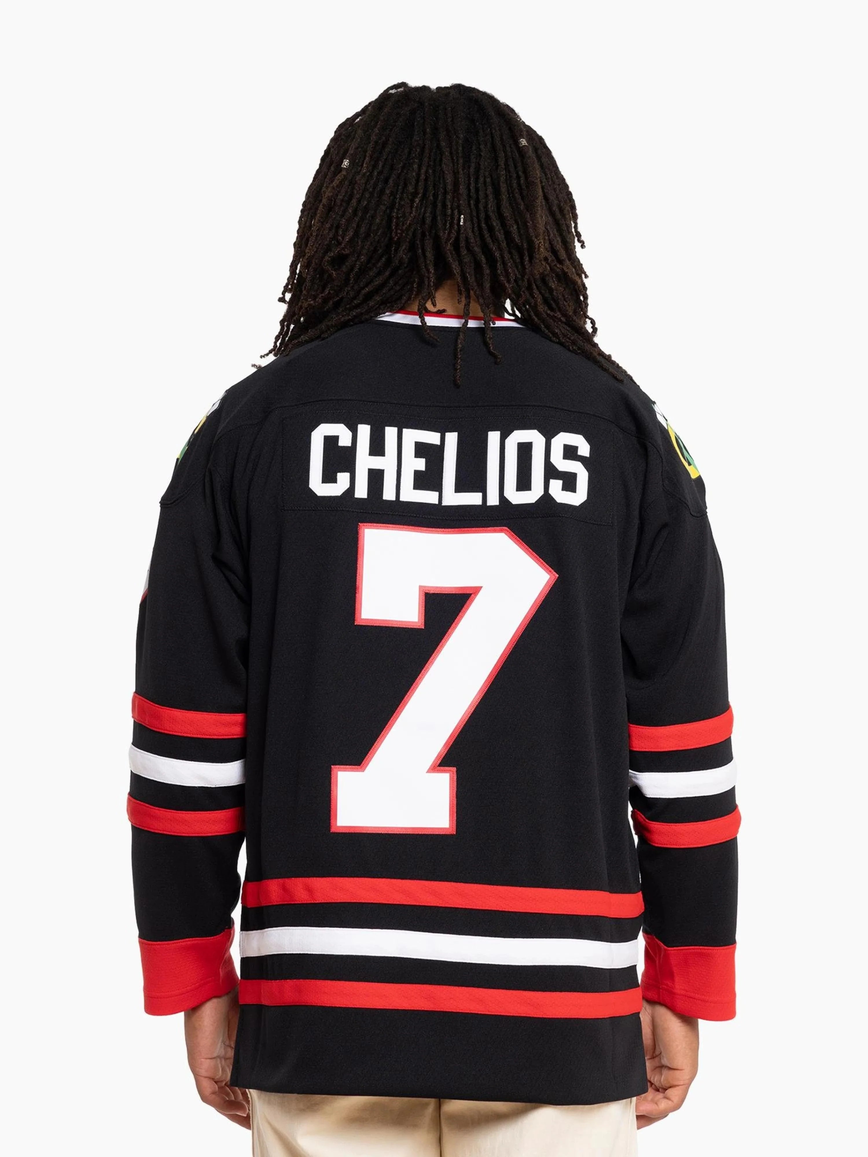 Mitchell And Ness Jerseys Chris Chelios Chicago Blackhawks Mitchell & Ness NHL 97/98 Blue Line Jersey - Black