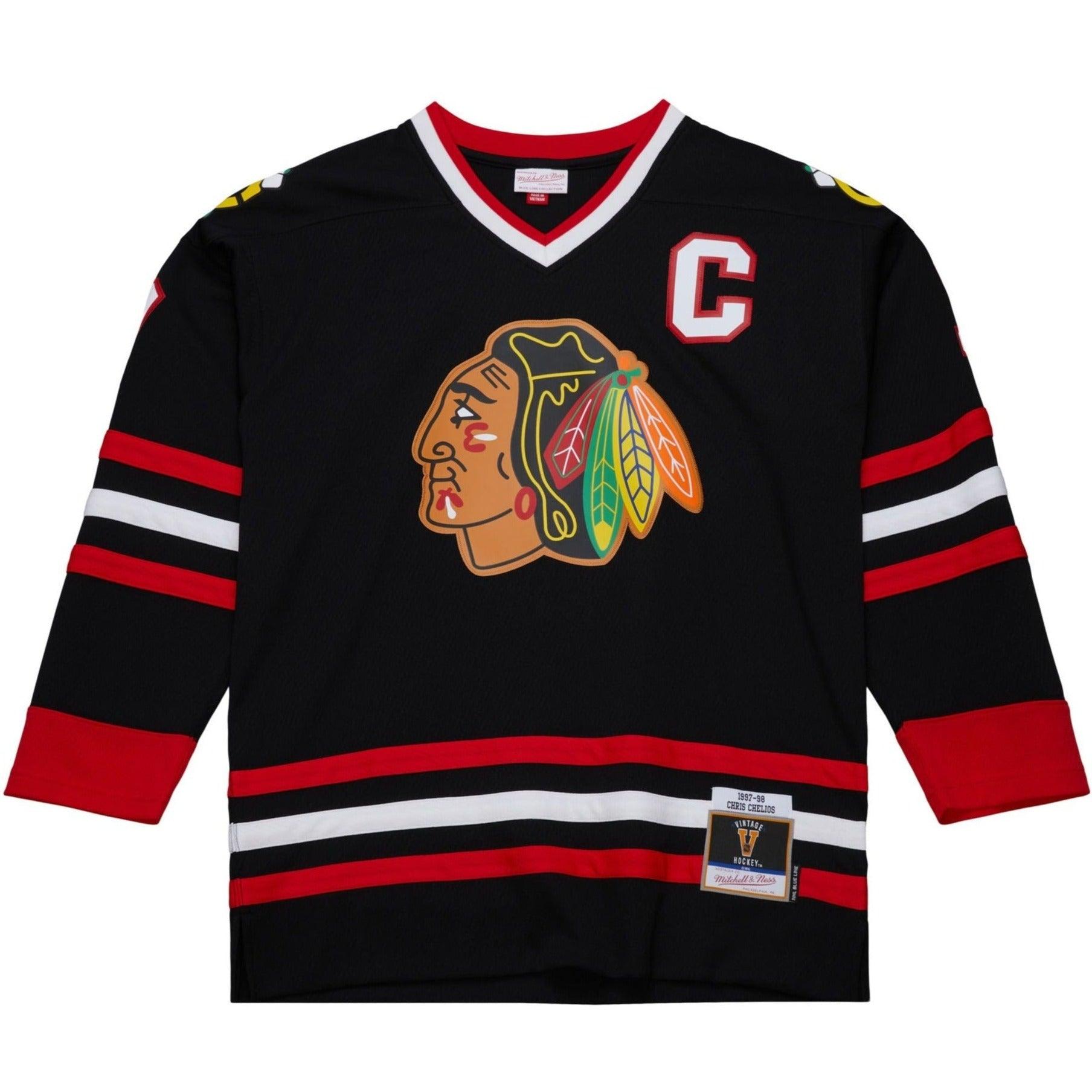 Mitchell And Ness Jerseys Chris Chelios Chicago Blackhawks Mitchell & Ness NHL 97/98 Blue Line Jersey - Black