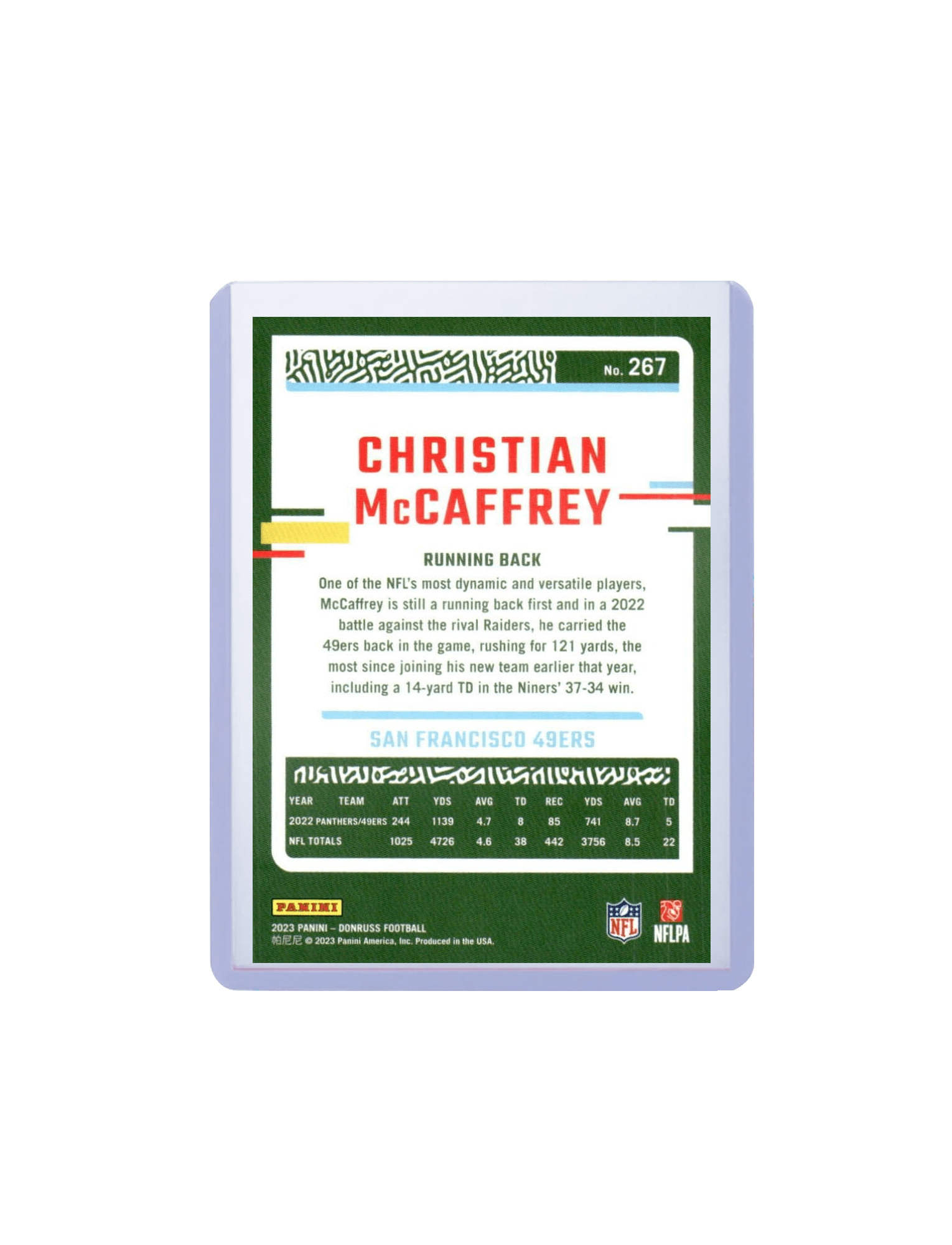 Panini Cards Christian McCaffrey San Francisco 49ers Panini NFL 23-24 Donruss Card