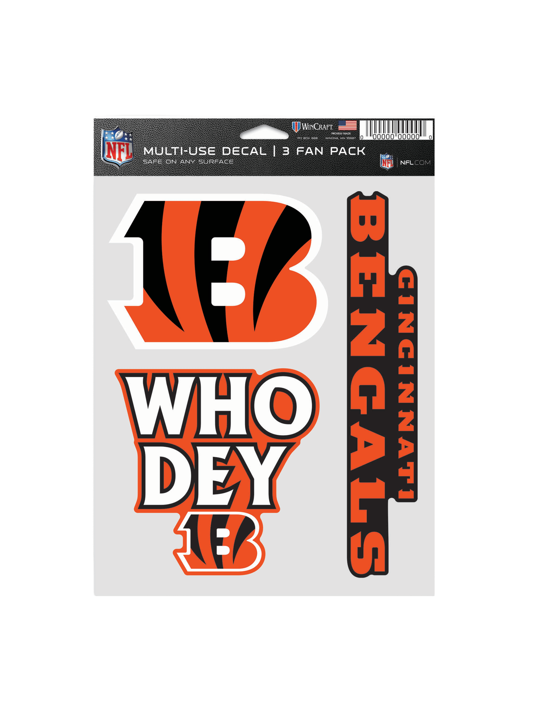 Wincraft Accessories Cincinnati Bengals Wincraft NFL Team 3 Piece 5” x 7” Decal Set