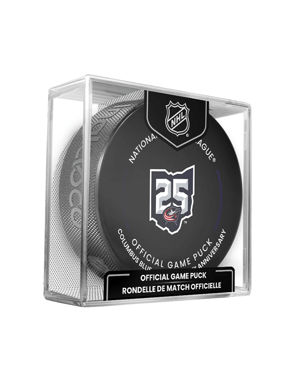 Inglasco Pucks Columbus Blue Jackets 25th Ann Inglasco NHL 25-26 Game Hockey Puck In Cube