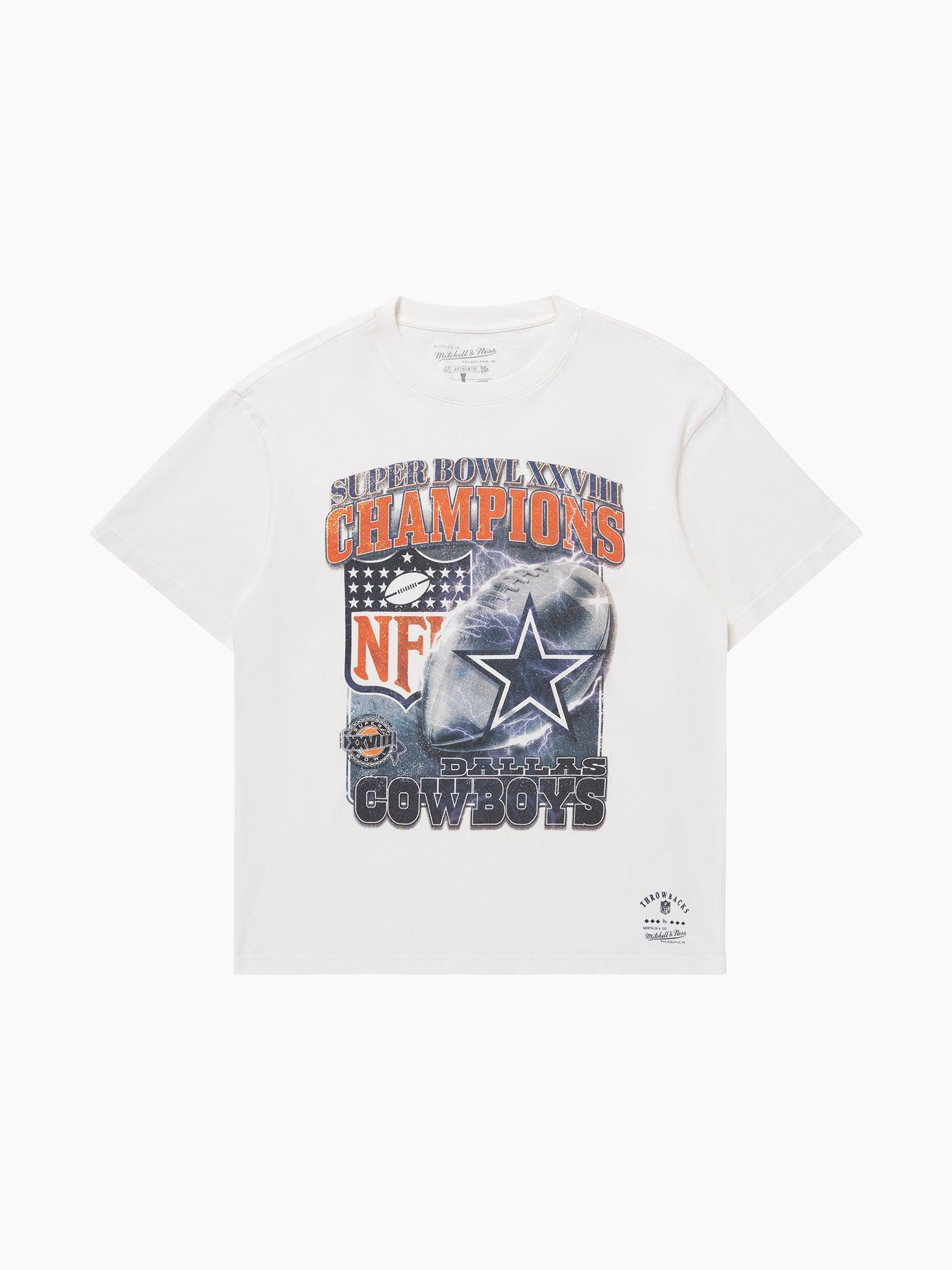 Mitchell And Ness T-Shirts Dallas Cowboys Mitchell & Ness NFL SB XXVIII Champs Vintage T-Shirt - Vintage White