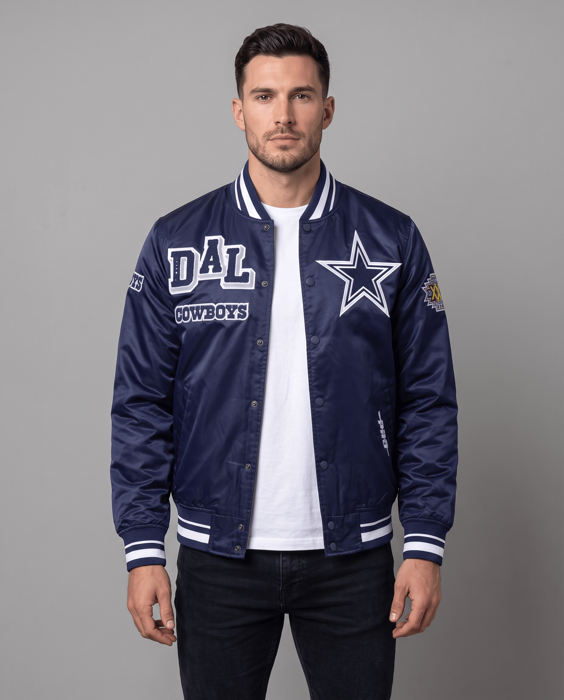 Pro Standard Jackets Dallas Cowboys Pro Standard NFL Mash Up Lightweight Satin Jacket - Navy