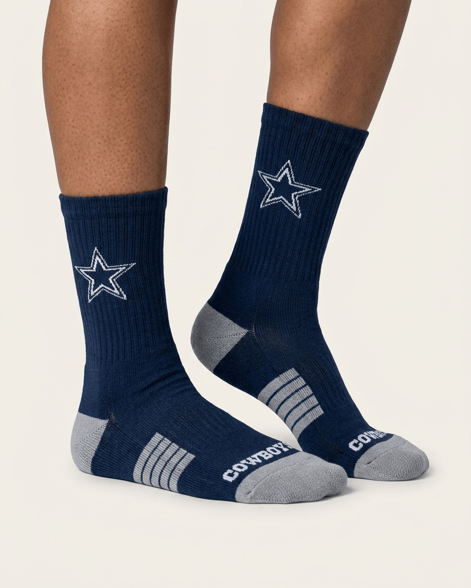 Strideline Socks Large (9-12 US) Dallas Cowboys Strideline NFL Team Premier Flex-Stretch Crew Socks - Navy