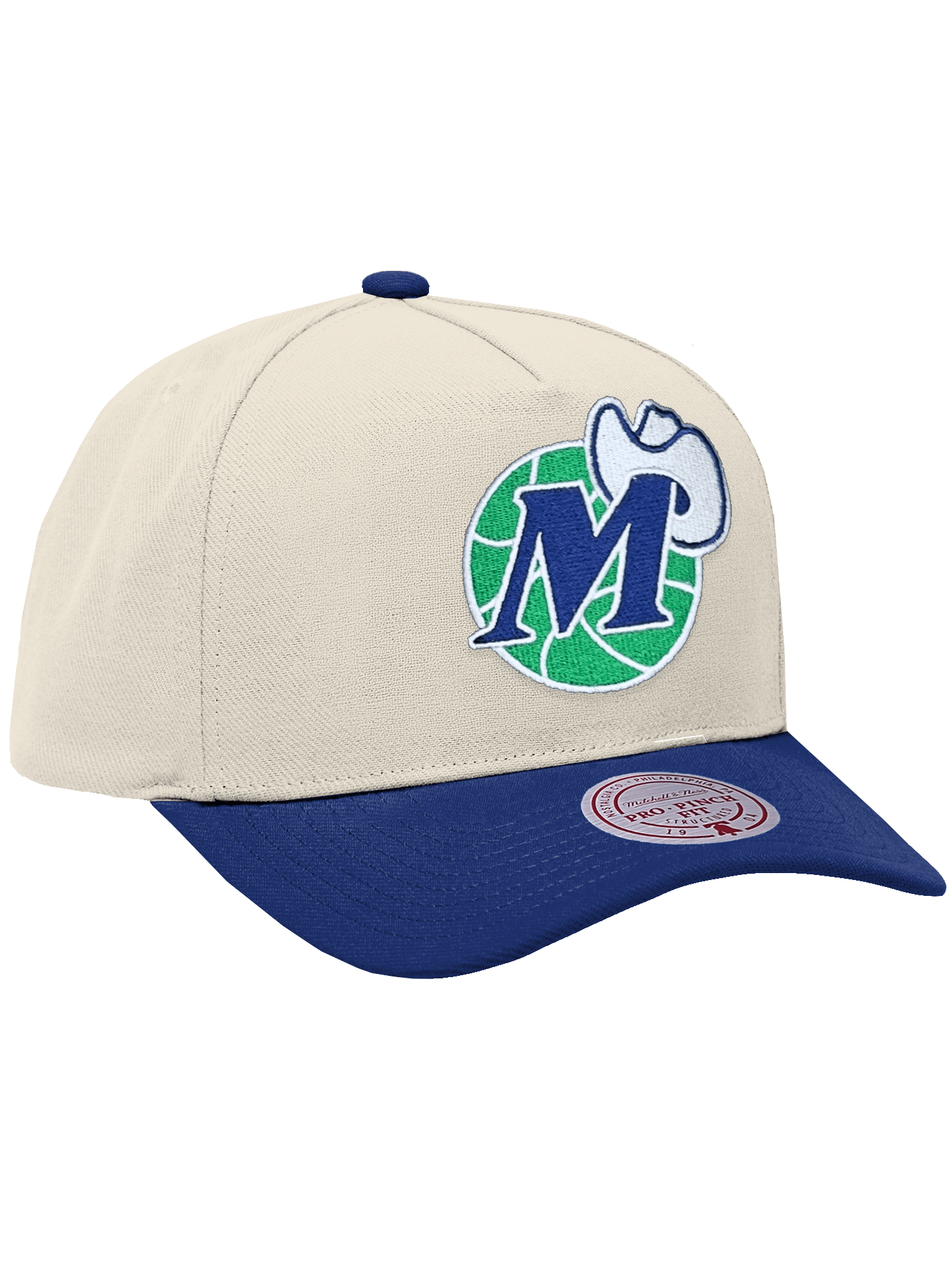 Mitchell And Ness Caps Dallas Mavericks Mitchell & Ness NBA HWC 2T Pro Pinch Snapback Hat - Cream