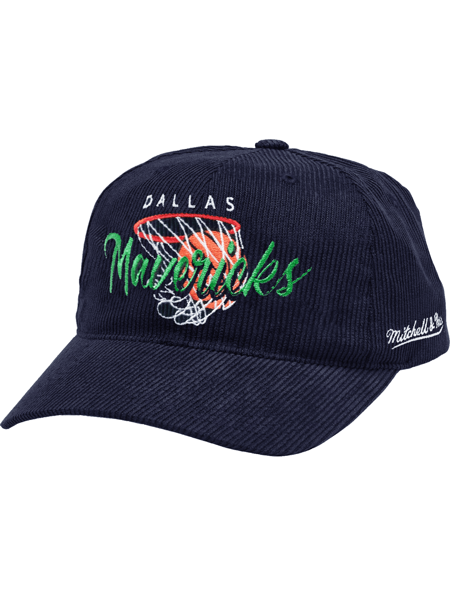 Mitchell And Ness Caps Dallas Mavericks Mitchell & Ness NBA Net Deadstock Pre-Curved Snapback Hat - Navy