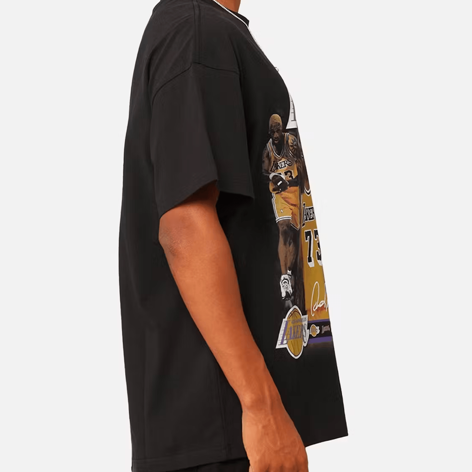 Mitchell And Ness T-Shirts Dennis Rodman Los Angeles Lakers Mitchell & Ness NBA Homage Vintage T-Shirt - Faded Black