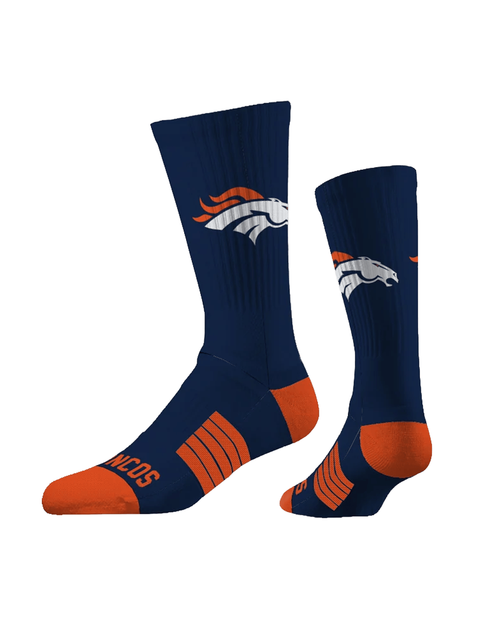 Strideline Socks Large (9-12 US) Denver Broncos Strideline NFL Team Premier Flex-Stretch Crew Socks - Navy