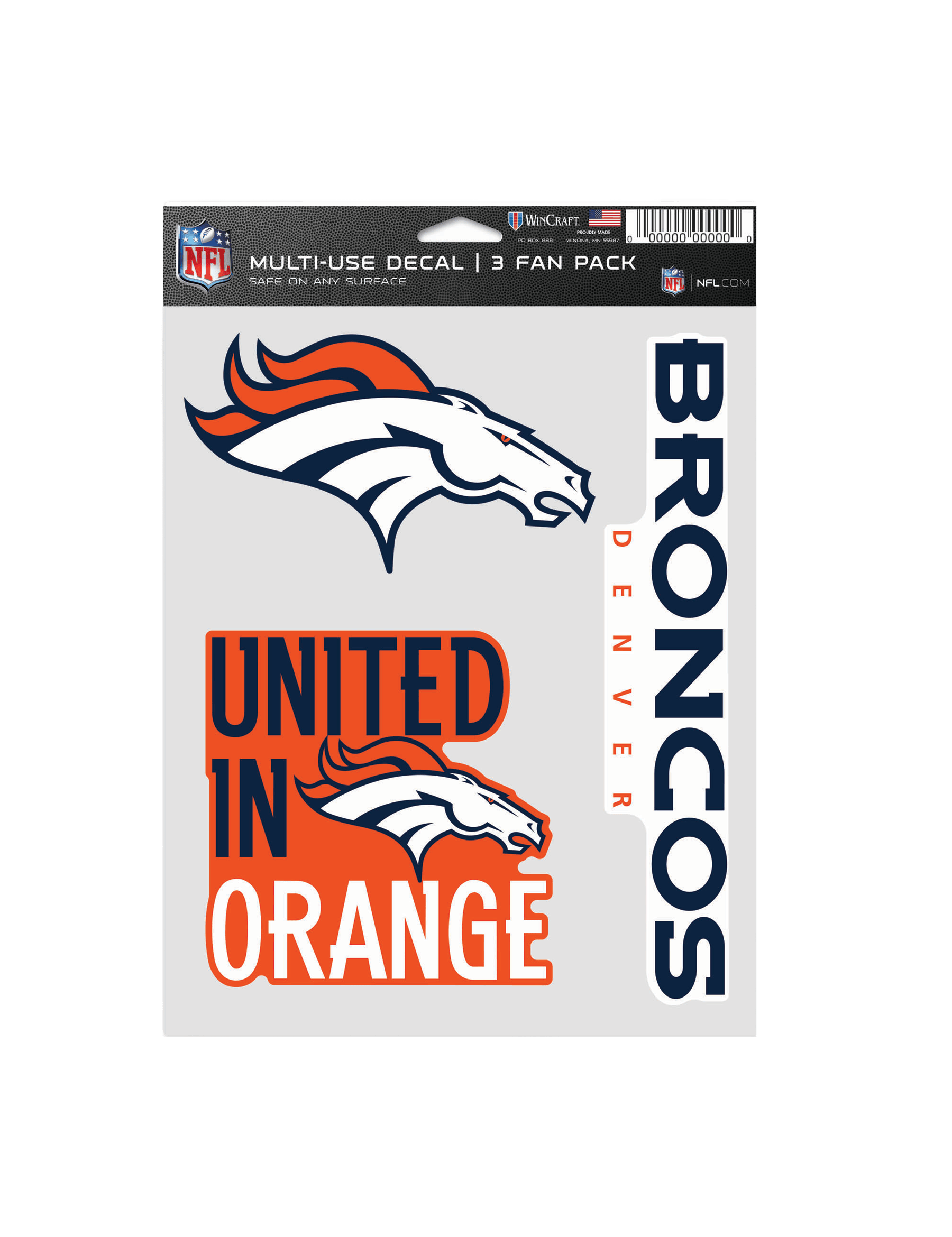 Wincraft Accessories Denver Broncos Wincraft NFL Team 3 Piece 5” x 7” Decal Set