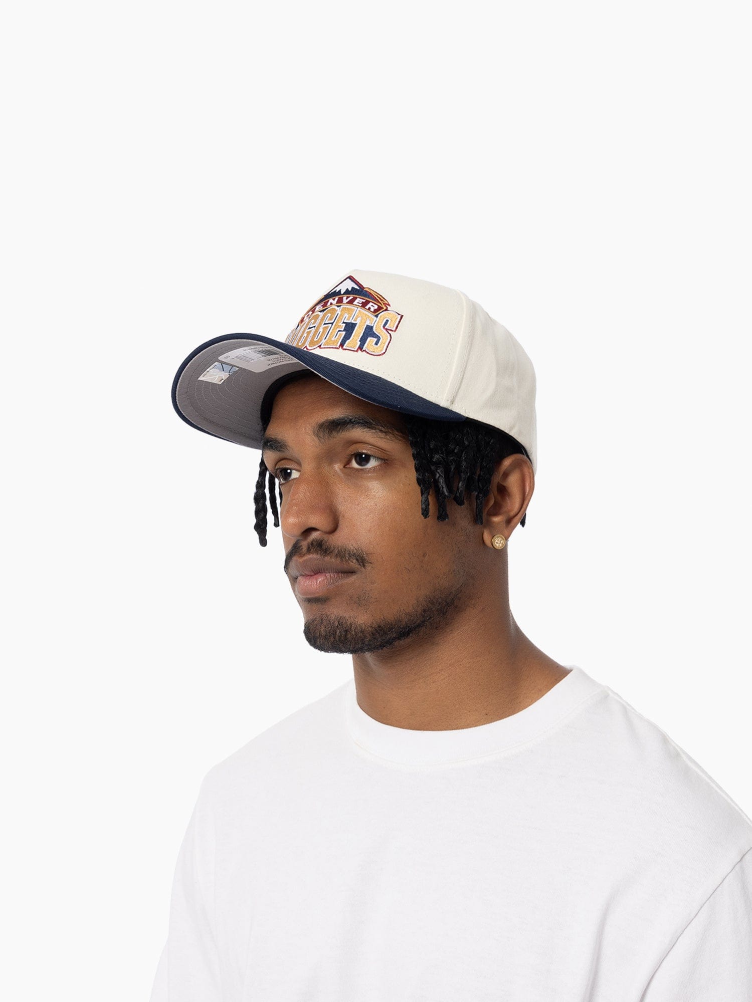 Mitchell And Ness Caps Denver Nuggets Mitchell & Ness NBA HWC 2T Pro Pinch Snapback Hat - Cream