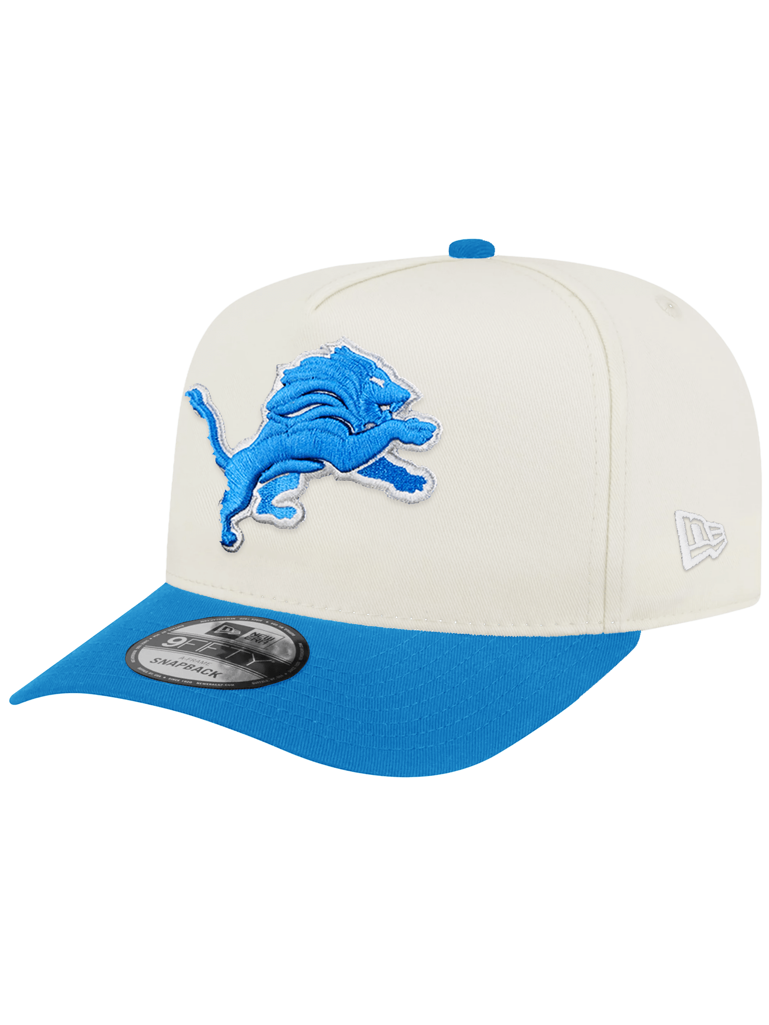 New Era Caps Detroit Lions New Era NFL Team 2T 9FIFTY A-Frame Pre-Curved Snapback Hat - Chrome