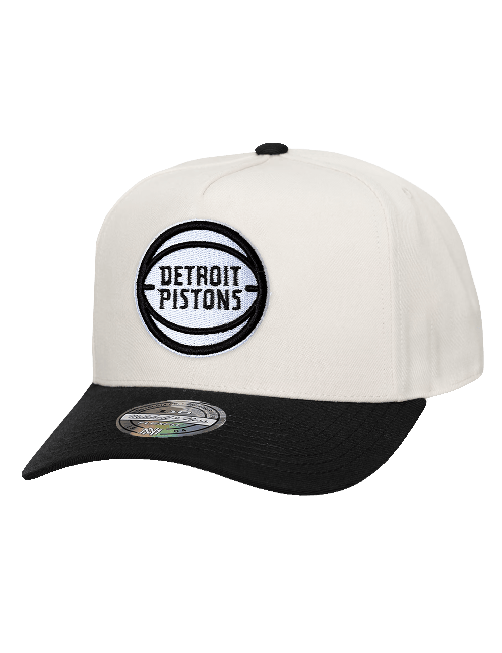 Mitchell And Ness Caps OSFM Detroit Pistons Mitchell & Ness NBA Monochrome Flex 110 Snapback Hat - Cream