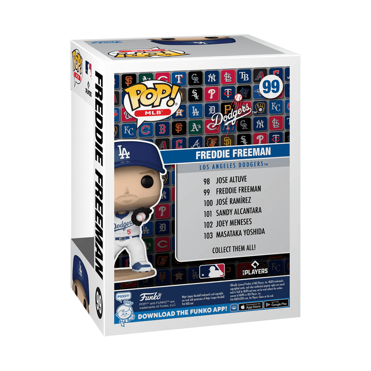 Funko Figures Freddie Freeman Los Angeles Dodgers Funko MLB 99 Pop Figure - White