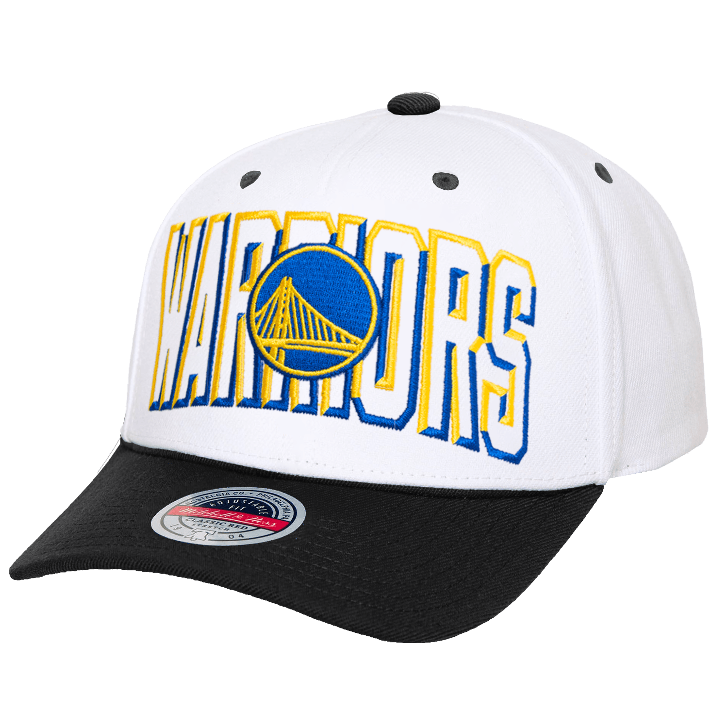 Mitchell And Ness Caps Golden State Warriors Mitchell & Ness NBA Bevel Classic Red Snapback Hat - White