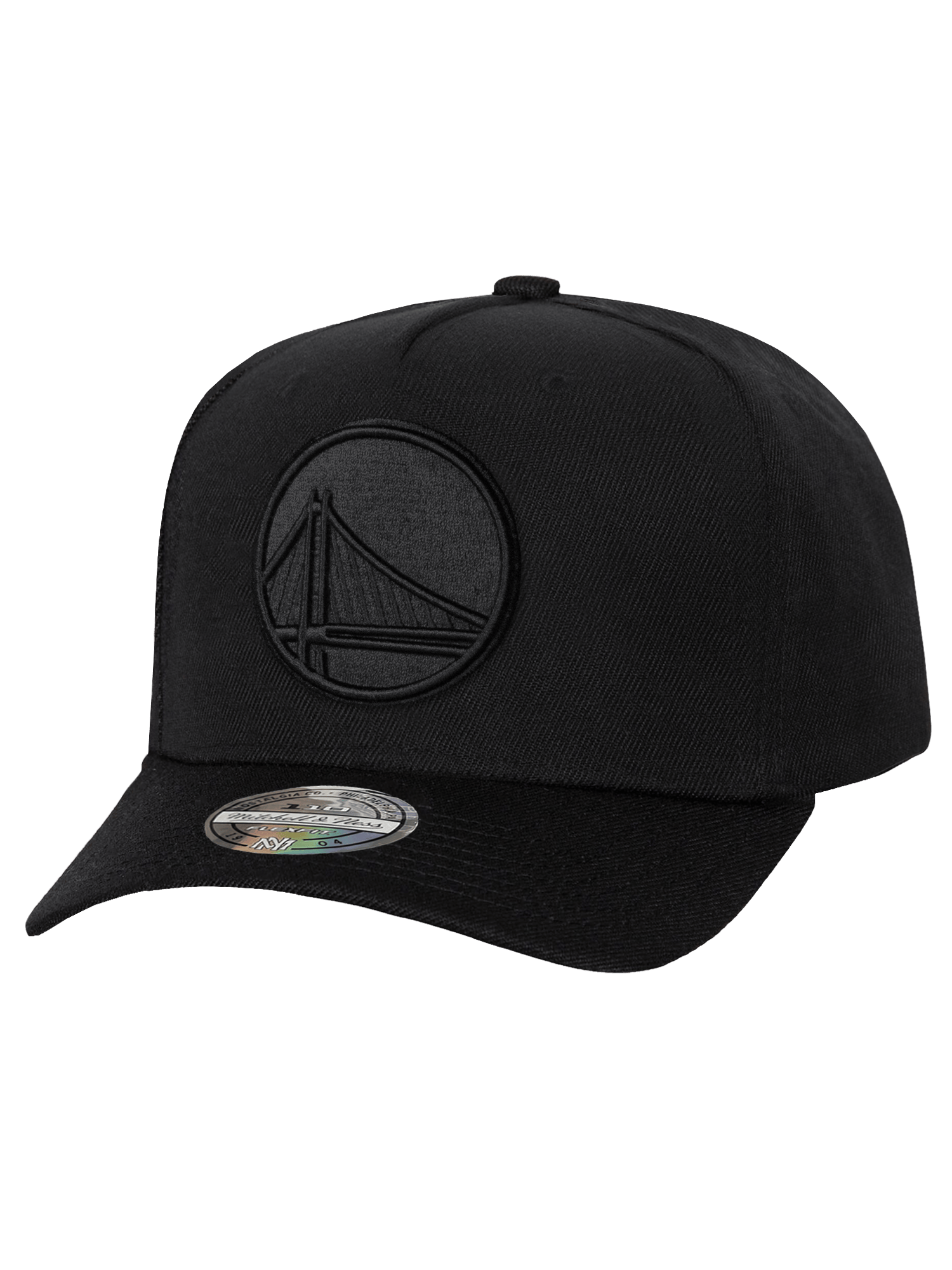 Mitchell And Ness Caps Golden State Warriors Mitchell & Ness NBA Black On Black 110 Flex Snapback Hat