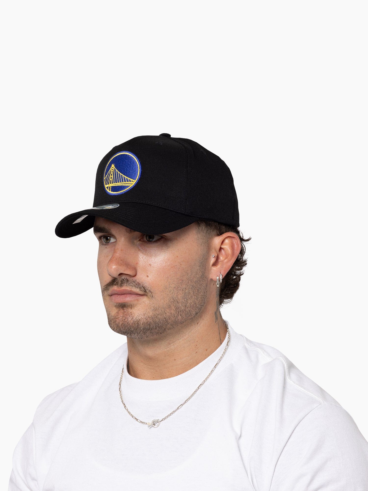 Mitchell And Ness Caps Golden State Warriors Mitchell & Ness NBA Team 110 Flex Snapback Hat - Black