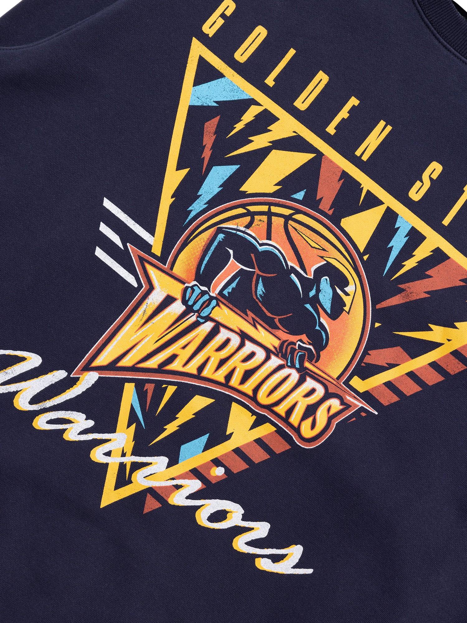 Mitchell And Ness Jumpers Golden State Warriors Mitchell & Ness NBA Tri Logo Vintage Crew Jumper - Navy