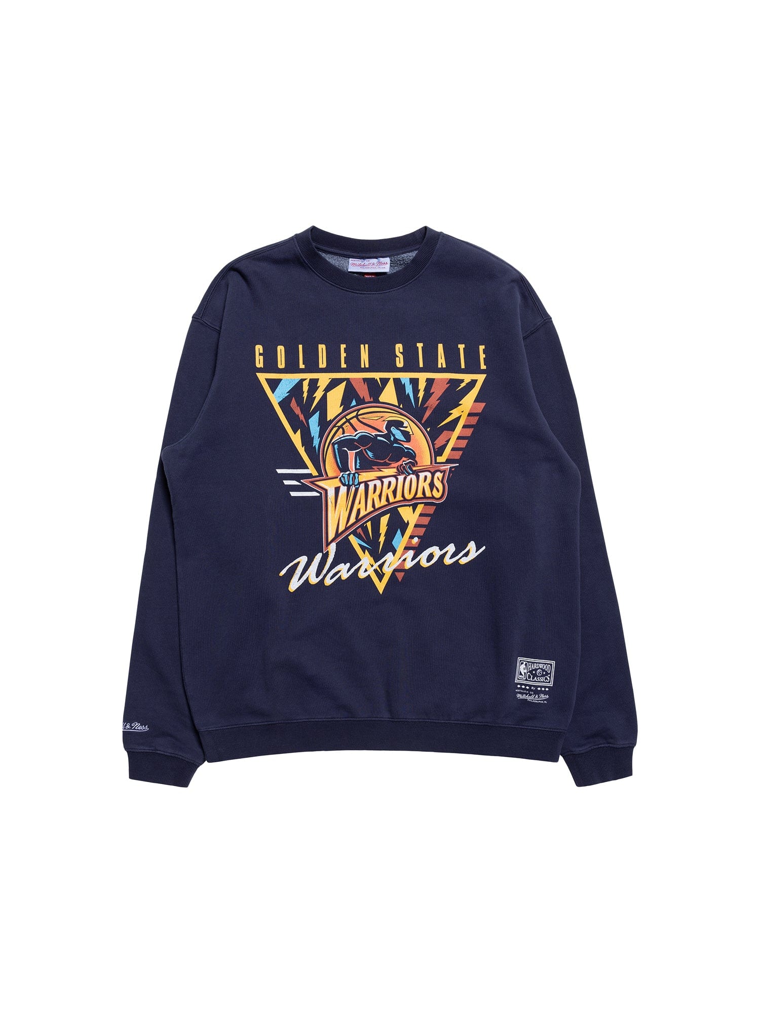 Mitchell And Ness Jumpers Golden State Warriors Mitchell & Ness NBA Tri Logo Vintage Crew Jumper - Navy