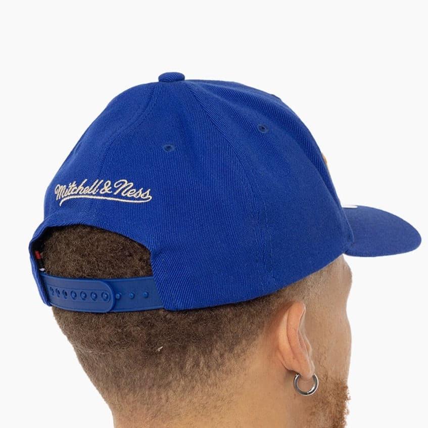 Mitchell And Ness Caps Golden State Warriors Mitchell & Ness NBA Wordmark Pro Crown Snapback Hat - Blue