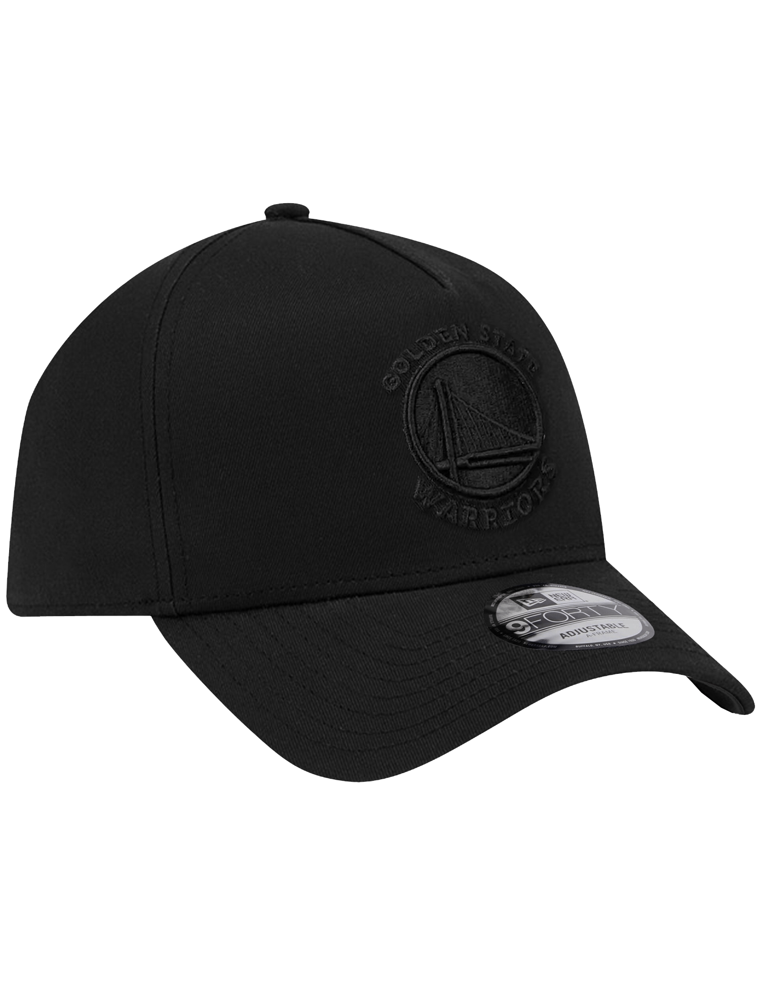 New Era Caps Golden State Warriors New Era NBA Black On Black 9FORTY A-Frame Snapback Hat