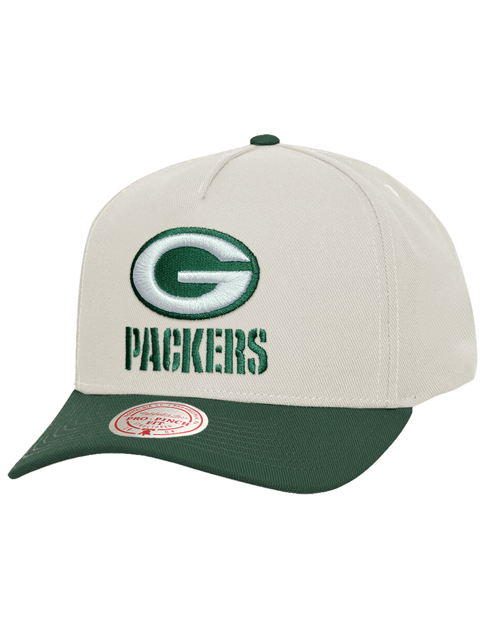 Mitchell And Ness Caps OSFM Green Bay Packers Mitchell & Ness NFL Throwback Pro Pinch Snapback Hat - Chrome