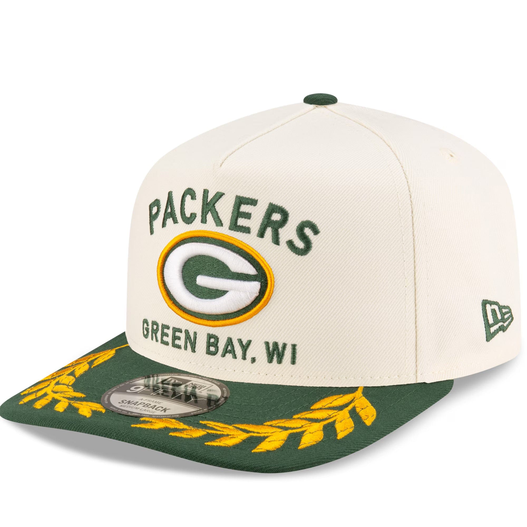 New Era Caps Green Bay Packers New Era NFL 25 Draft Pre-Curved 9FIFTY A-Frame Snapback Hat - Chrome