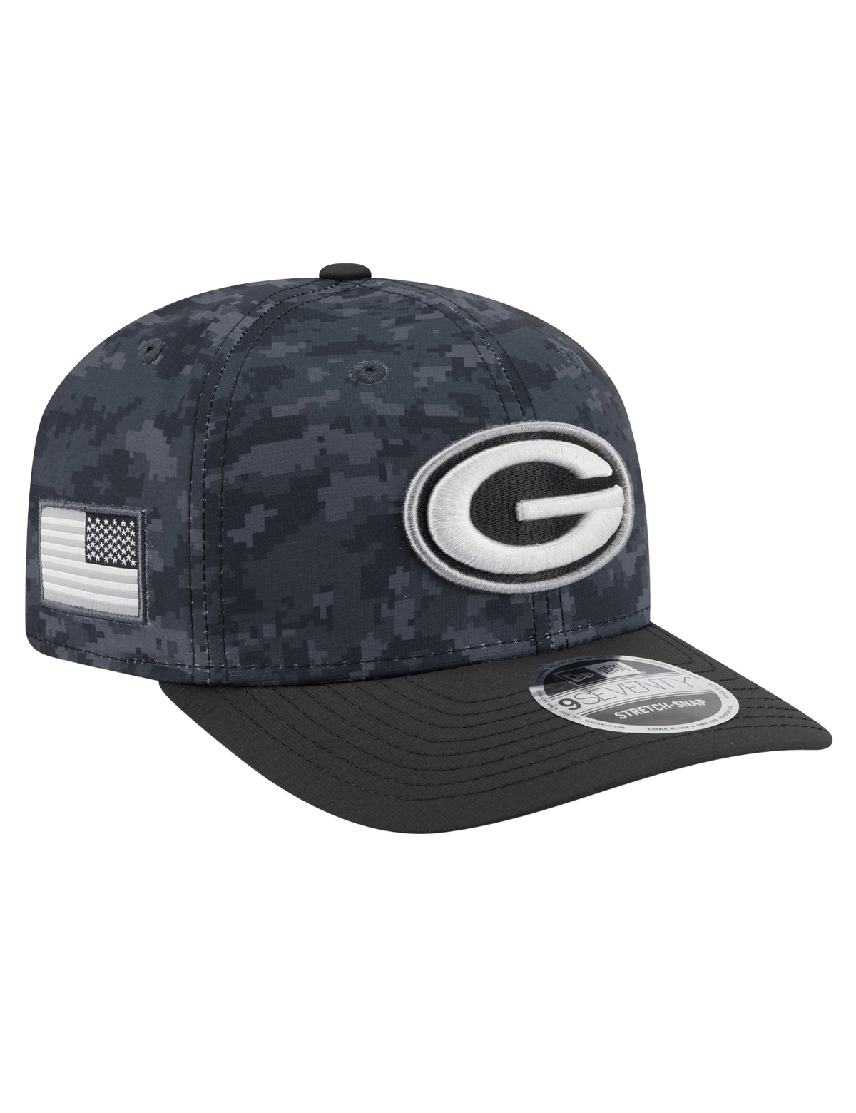 New Era Caps OSFM Green Bay Packers New Era NFL 26 Salute To Service 9SEVENTY Sideline Stretch Snapback Hat