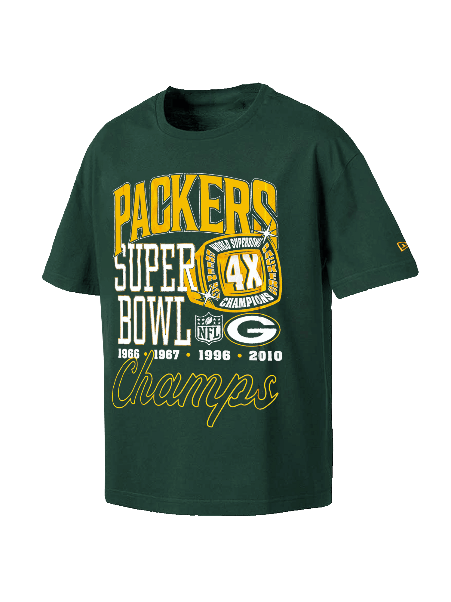 New Era T-Shirts Green Bay Packers New Era NFL 4x Champs Oversized T-Shirt - Green
